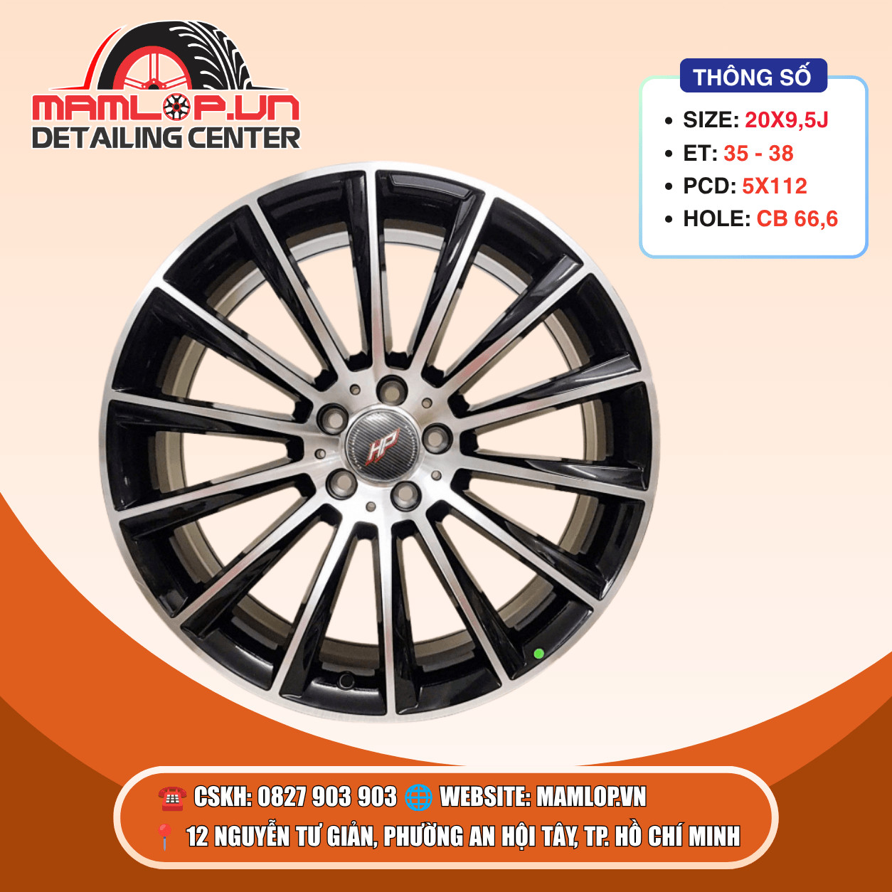 Mâm Mercedes 20 Inch 5x112 Đen Phay | C-Class, E-Class, GLC