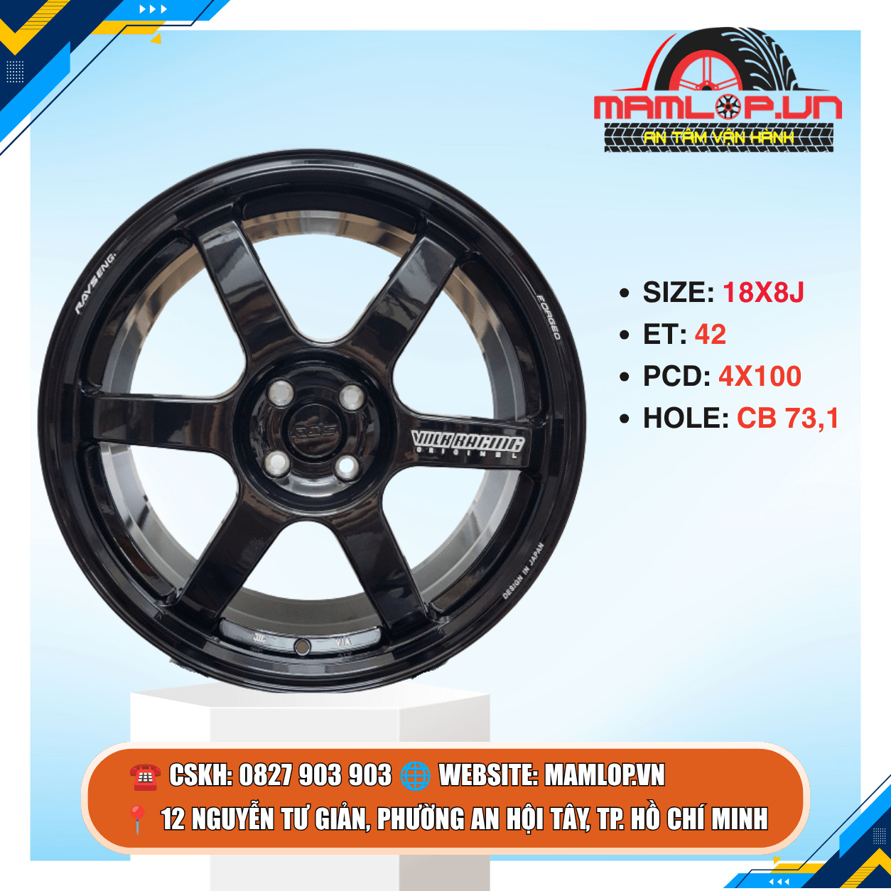 Mâm Rays 18 Inch 4x100 ET42 | Mâm 18 Inch Cho Vios, City, Mazda 2