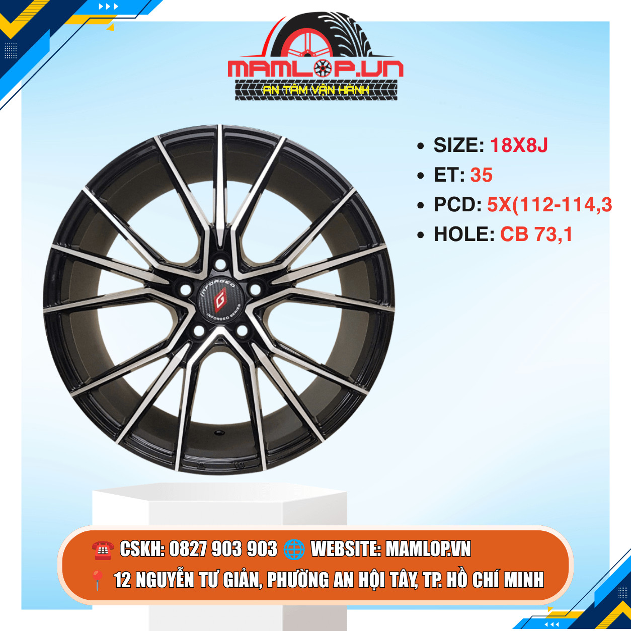 Mâm 18 Inch 5X112/5X114.3 ET35 | Mâm Mercedes, Toyota, Mazda