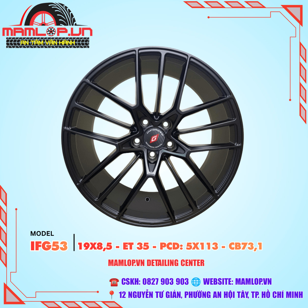 MÂM 19X8.5J ET35 5X113 – MÂM ĐEN THỂ THAO CHO HONDA CR-V, ODYSSEY
