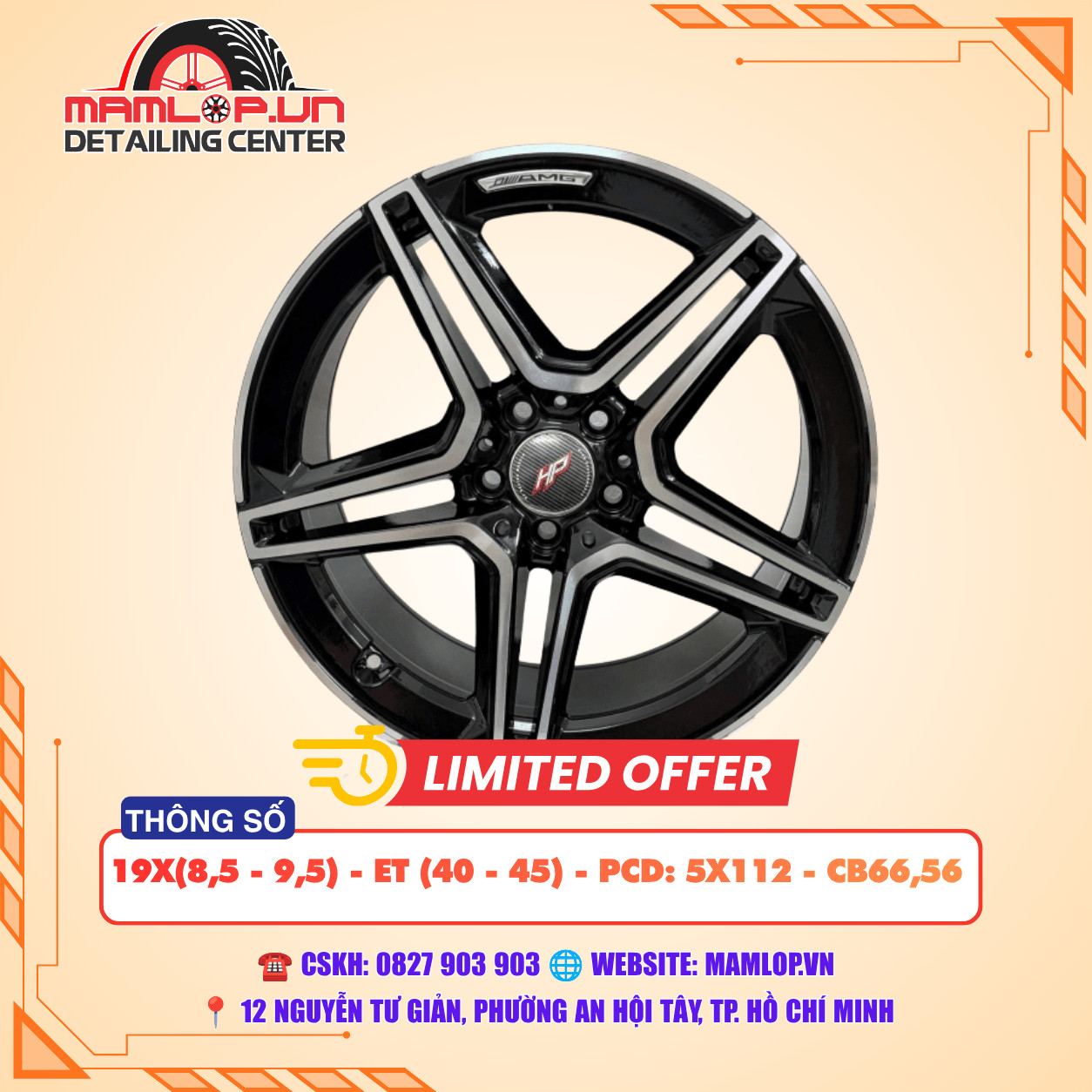 Mâm 19 Inch 5x112 Cho Mercedes – Phối Đen Phay, Dáng AMG Cá Tính