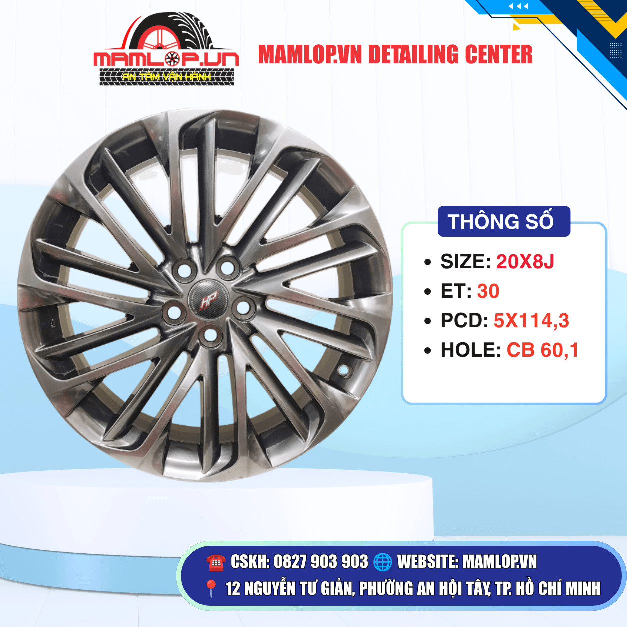 Mâm Ô Tô 20 Inch 5x114.3 ET30 CB60.1 | Mâm Đa Chấu