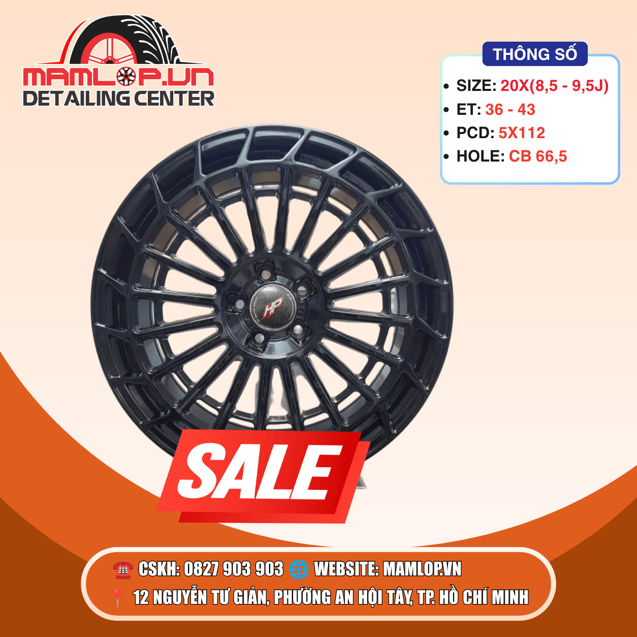Mâm 20 Inch 5x112 Đa Chấu Đen Bóng | Mercedes, Audi