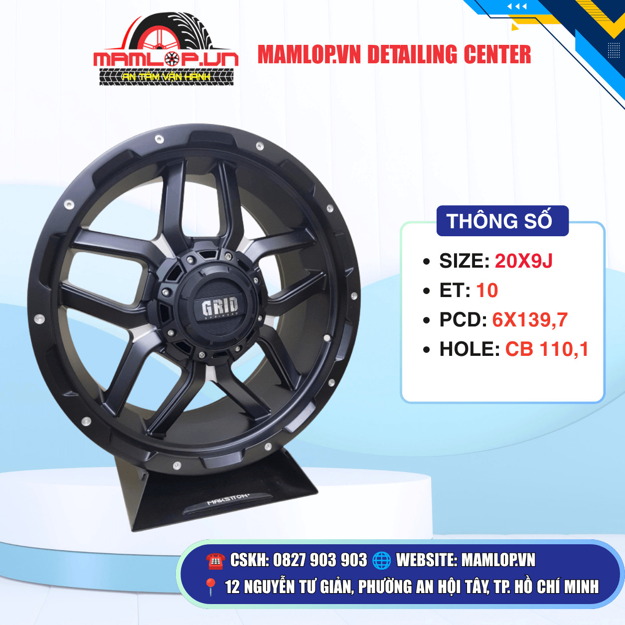 MÂM GRID 20 INCH – MÂM ĐỘ TOYOTA HILUX, FORTUNER, FORD RANGER, TRITON, NAVARA