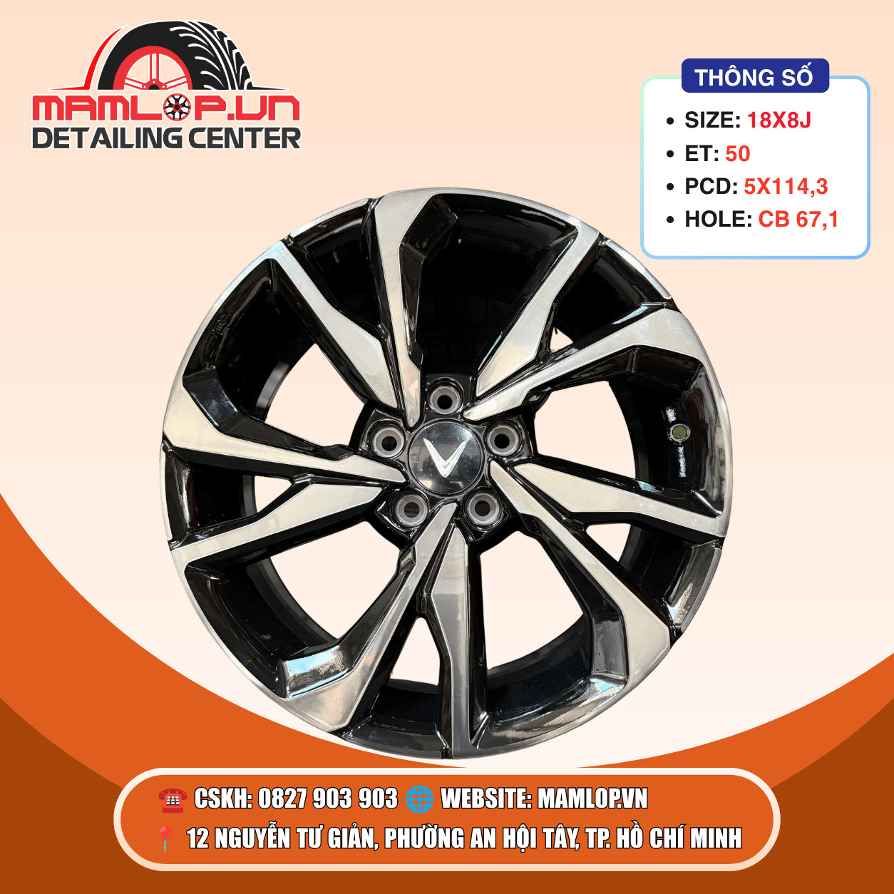 Mâm VinFast VF8 18 Inch Phay Thể Thao