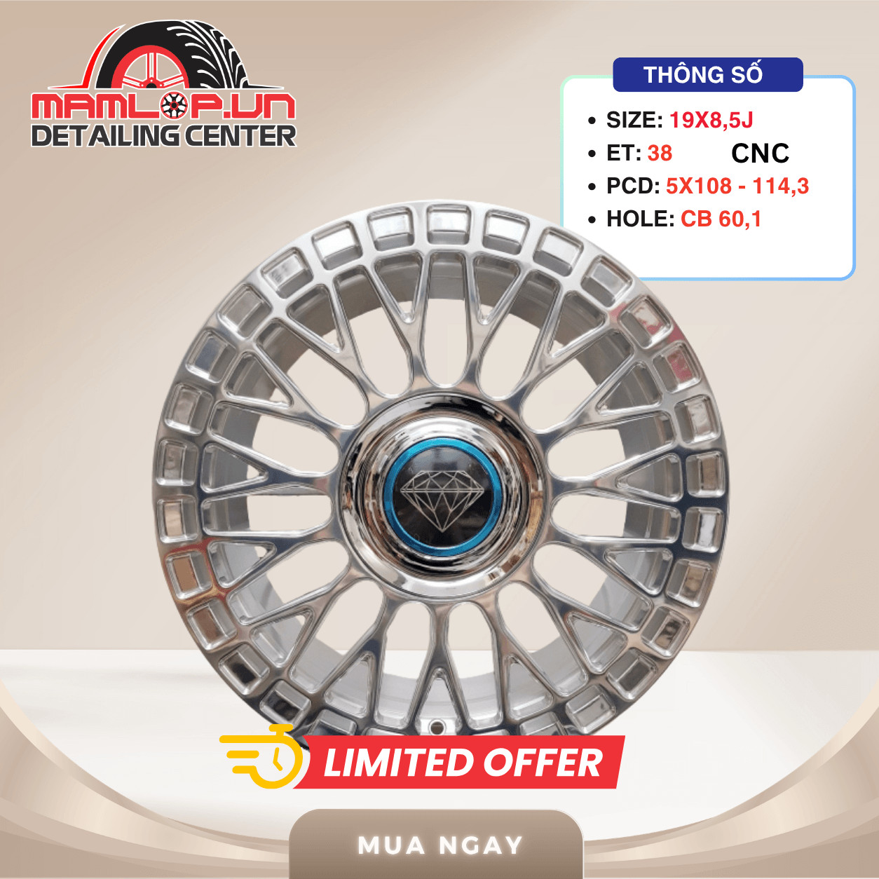 MÂM 19 INCH CNC – TOYOTA, RENAULT | 5X108 – 5X114.3
