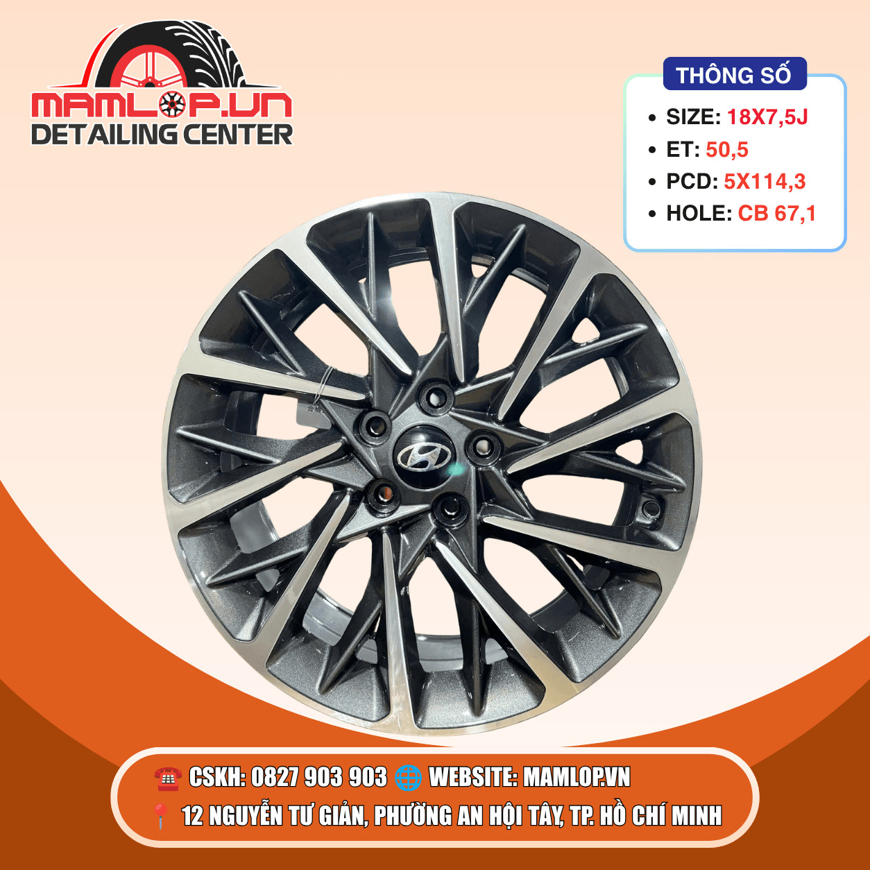Mâm Hyundai Tucson 18 Inch Phay CNC – Thiết Kế Mạnh Mẽ, Chuẩn Theo Xe