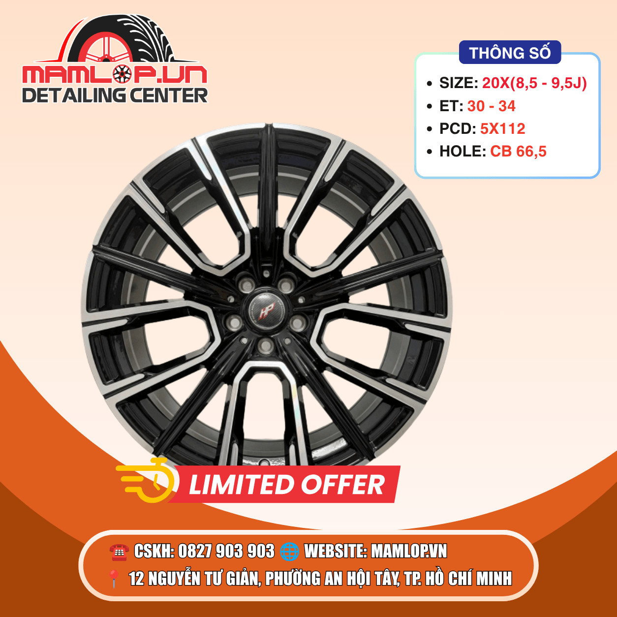 Mâm 20 Inch 5x112 Đen Phay | BMW 3, 5 Series, Mercedes