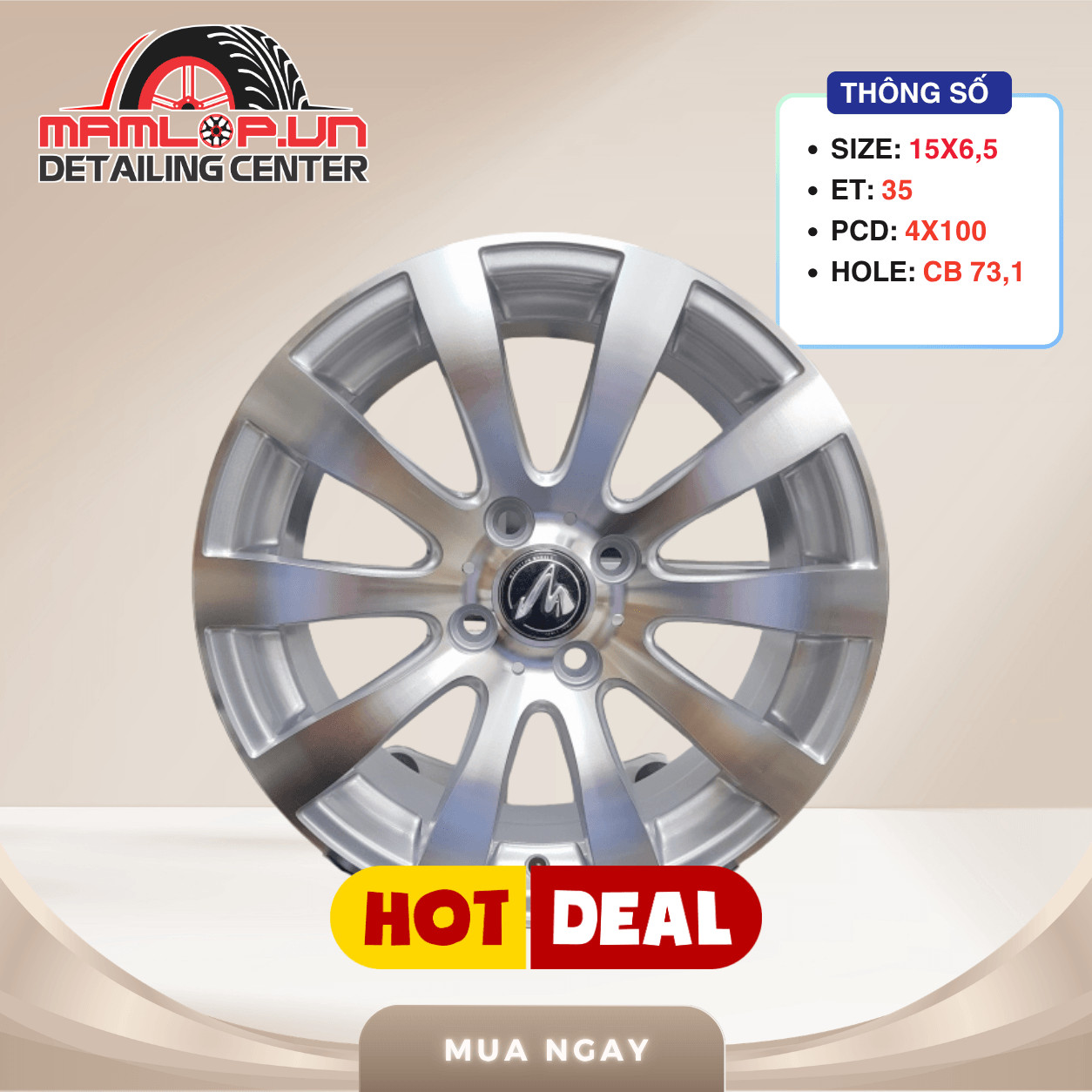 Bộ 04 lazang ô tô 15inch PCD 4X100