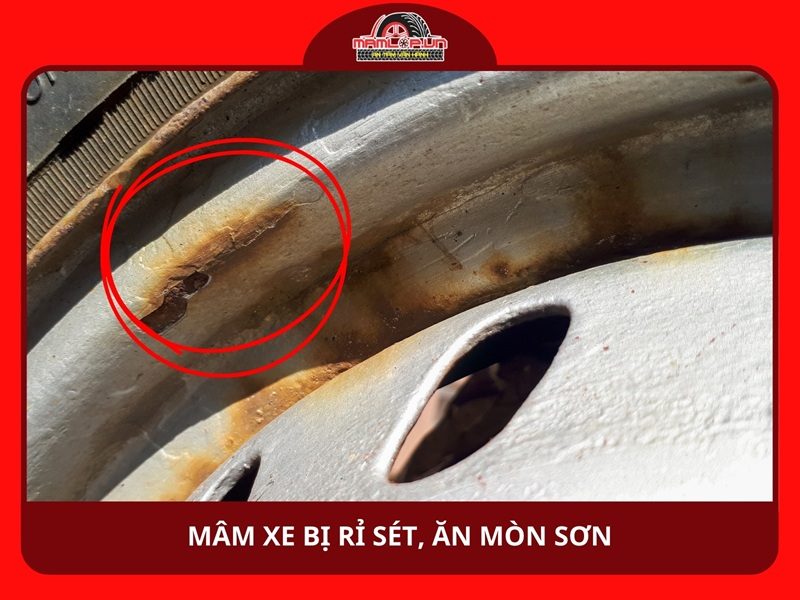 Mâm xe bị rỉ sét, ăn mòn sơn