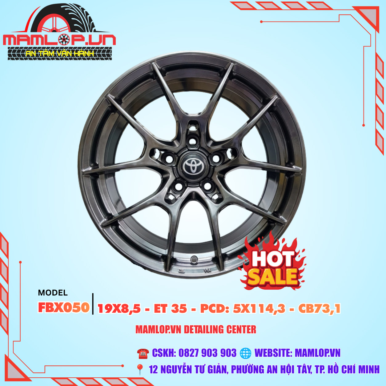 Bộ 04 Lazang ô tô 19inch với thiết kế đa chấu màu xám bóng sang trọng