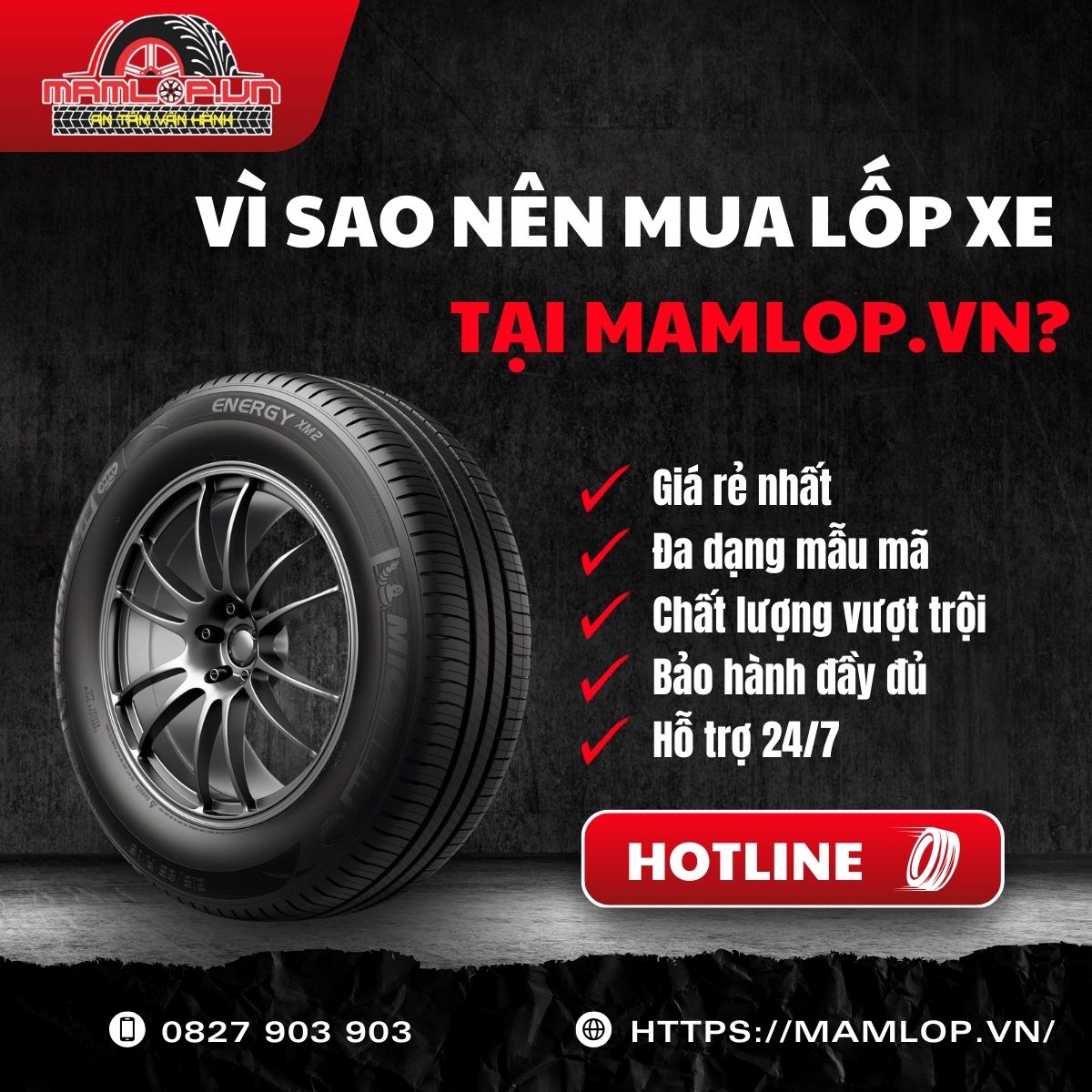 Địa chỉ thay lốp Michelin 195/65R15 Energy XM 2+ chính hãng chuyên nghiệp
