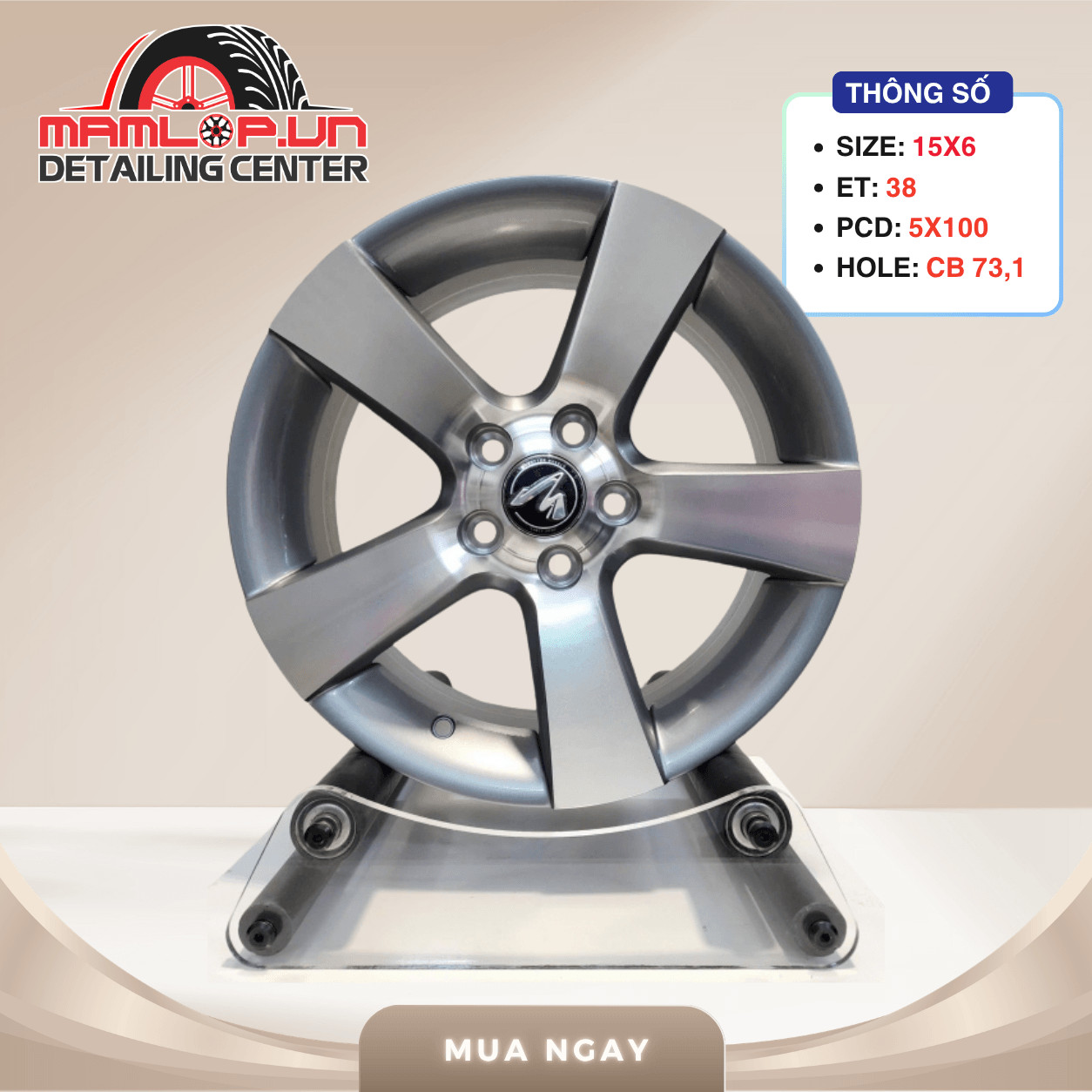Mâm 15 Inch 5x100 Cho Toyota, Subaru Lazang 5 Chấu Cao Cấp