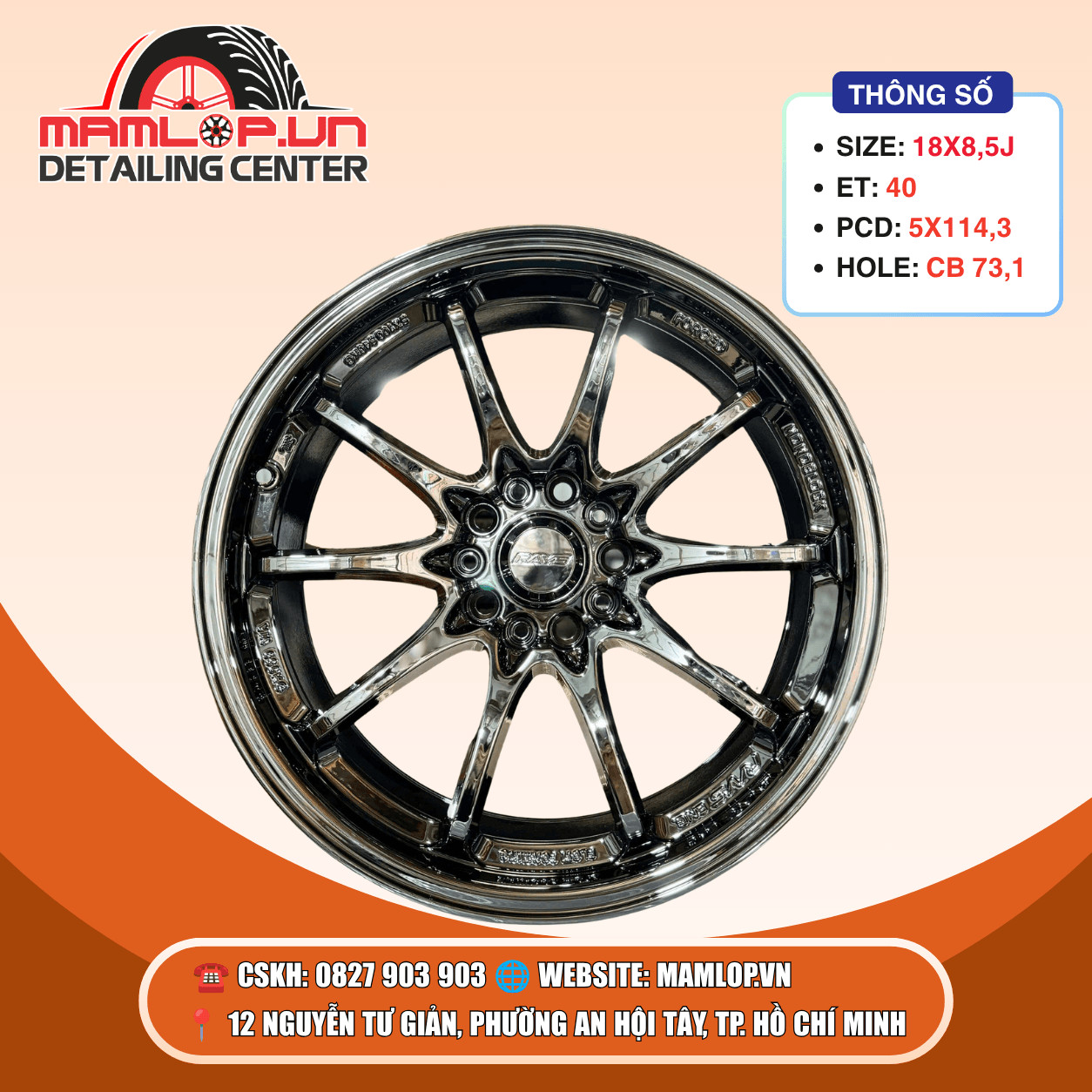 Mâm 18 Inch Phay Bóng Đa Chấu