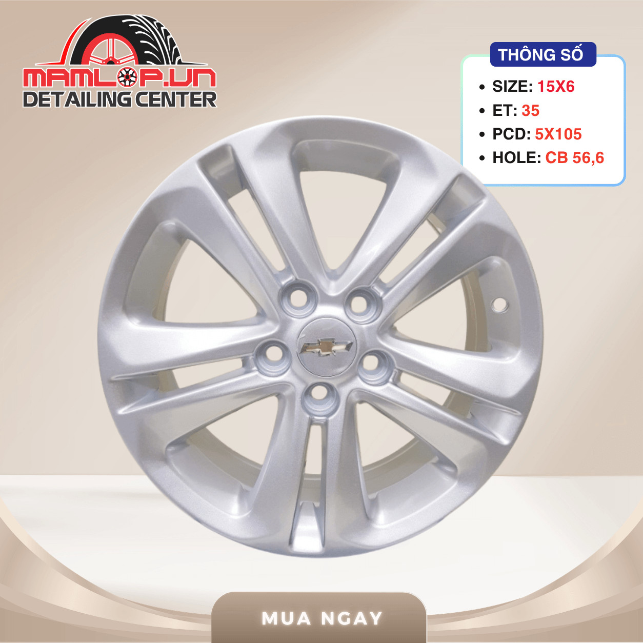 Mâm Chevrolet Cruze 15 Inch Zin Lazang Chevrolet 5x105 ET35