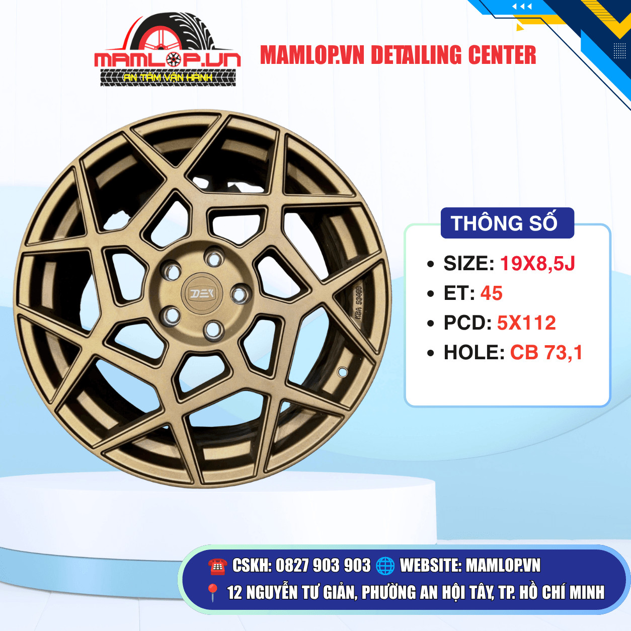 Mâm DEX 19 Inch Bronze – Thiết Kế Đa Chấu Hiện Đại Cho Xe Đức