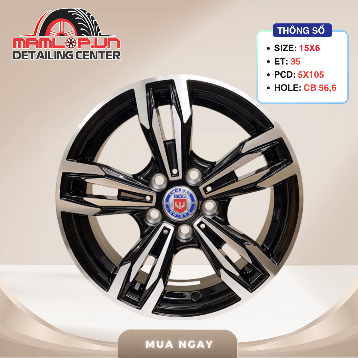 Mâm DUB 15 Inch 5x105 Cho Chevrolet Cruze Lazang DUB Phay 2 Màu