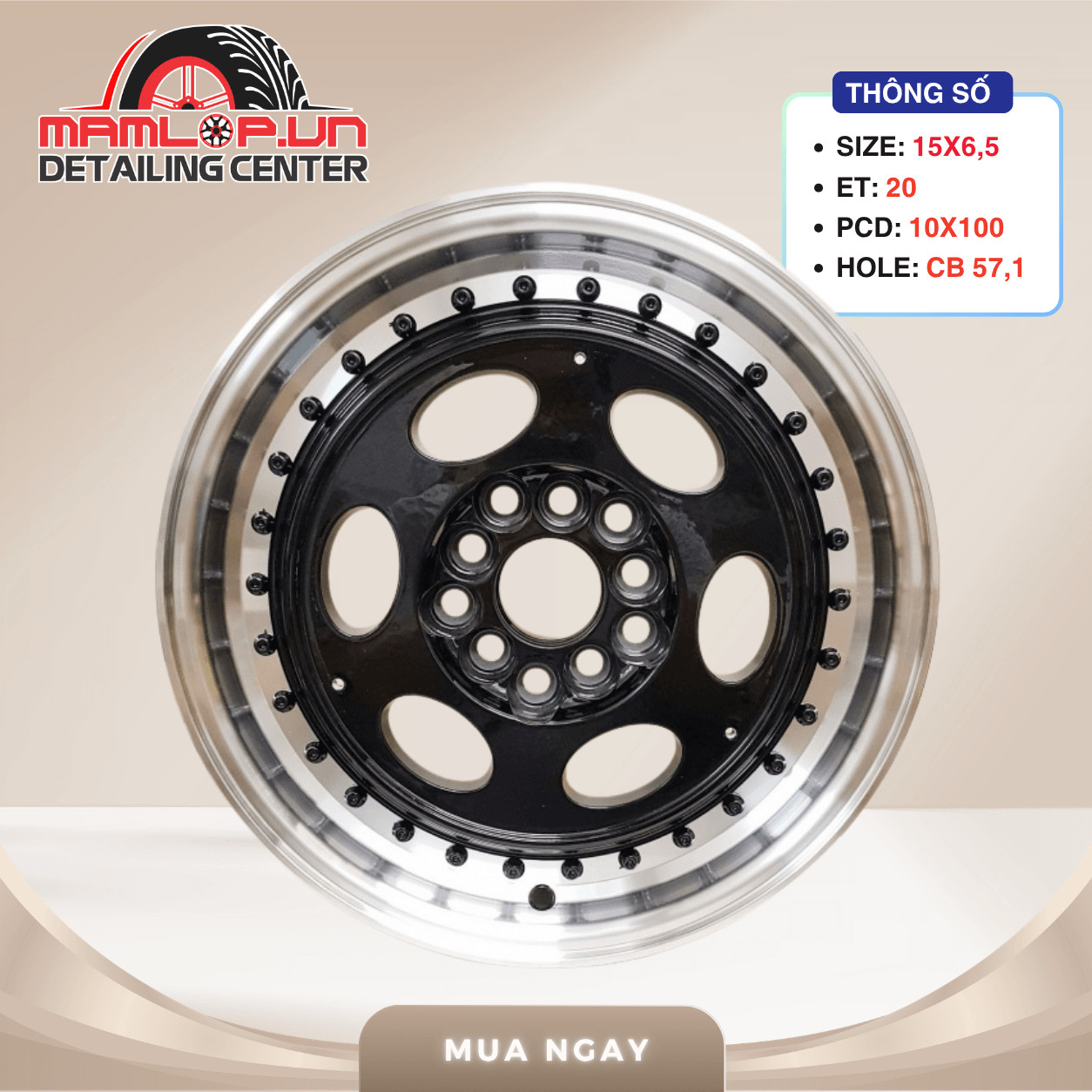 Mâm Độ Deep Dish 15 Inch Cho Vios, City, Mazda 2 PCD 4x100