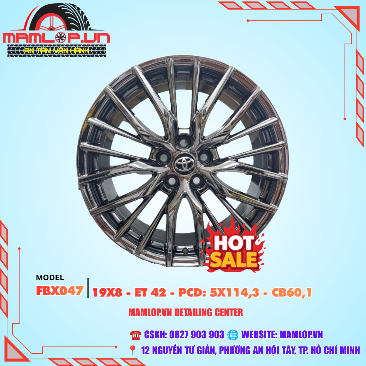 Mâm xe Toyota, Lexus 19inch Chrome đen bóng