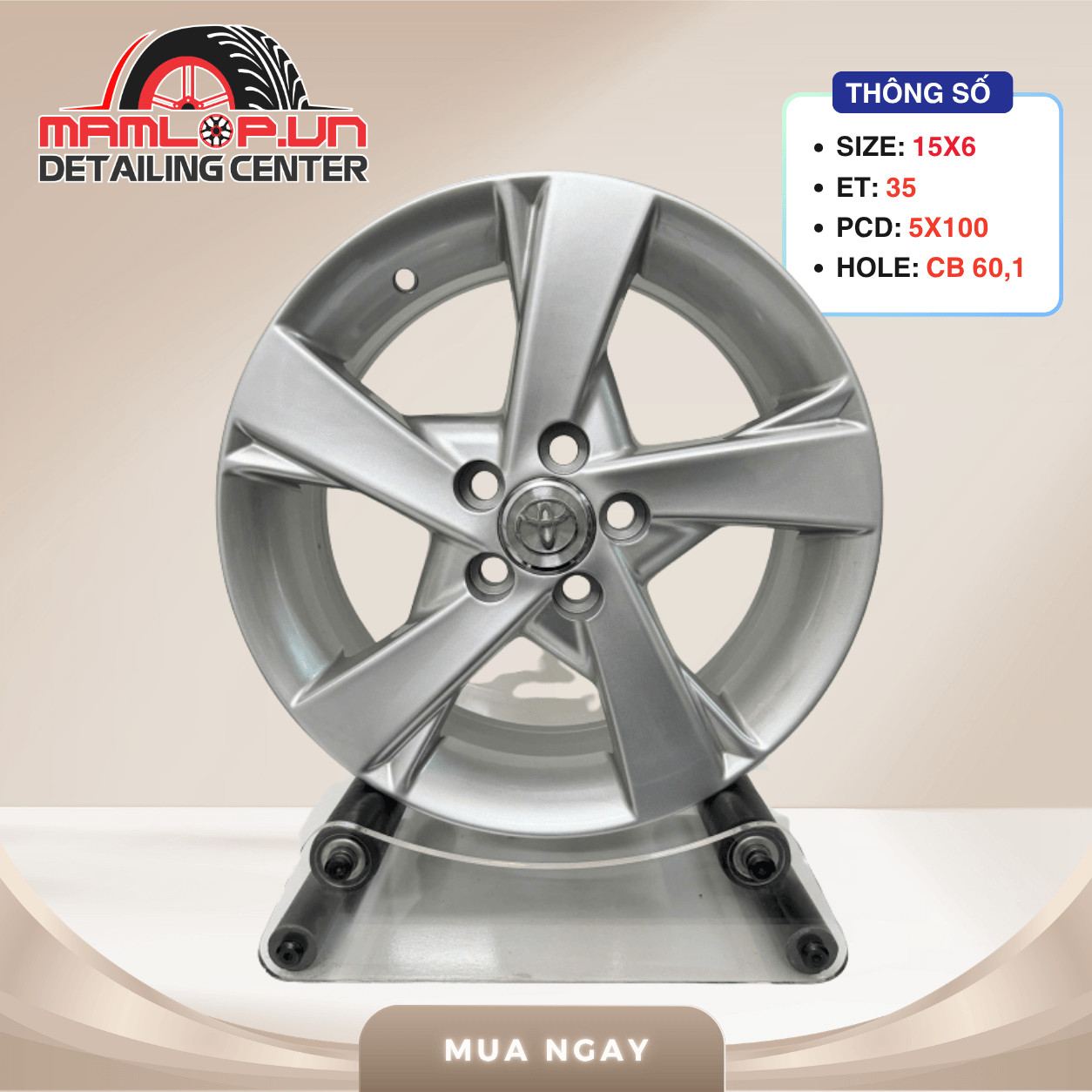 Mâm Toyota 15 Inch Zin Cho Vios, Altis Lazang Toyota 5x100