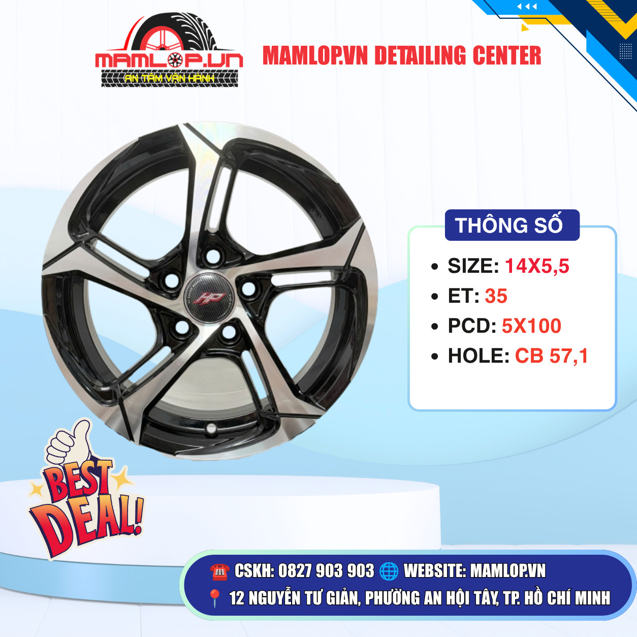 Mâm xe ô tô 14inch phù hợp các dòng xe hạng A