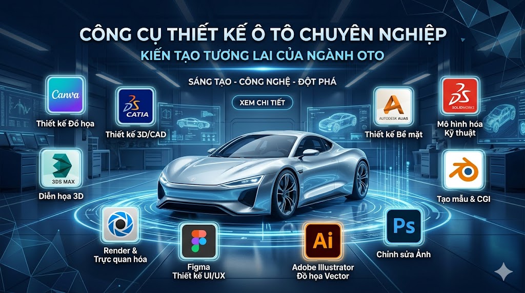 Ảnh bìa top 10 phần mềm thiết kế ngành xe ô tô