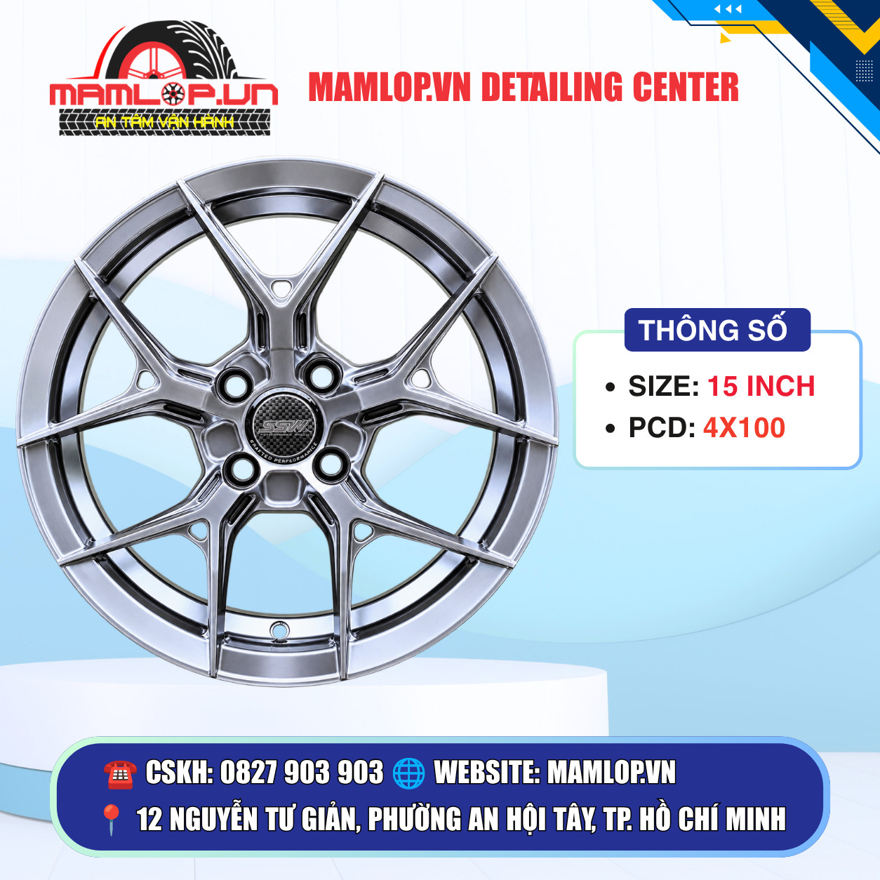 Mâm 15 Inch 4x100 Thiết Kế Thể Thao