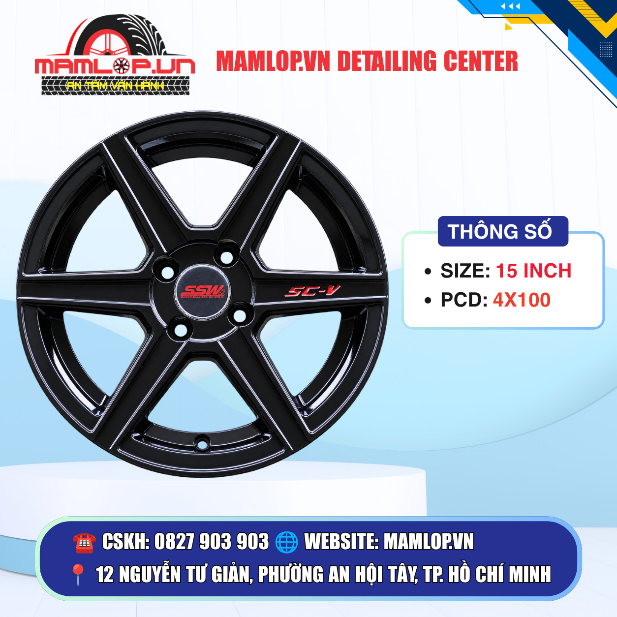 Mâm 15 Inch 4x100 5 Chấu Thể Thao