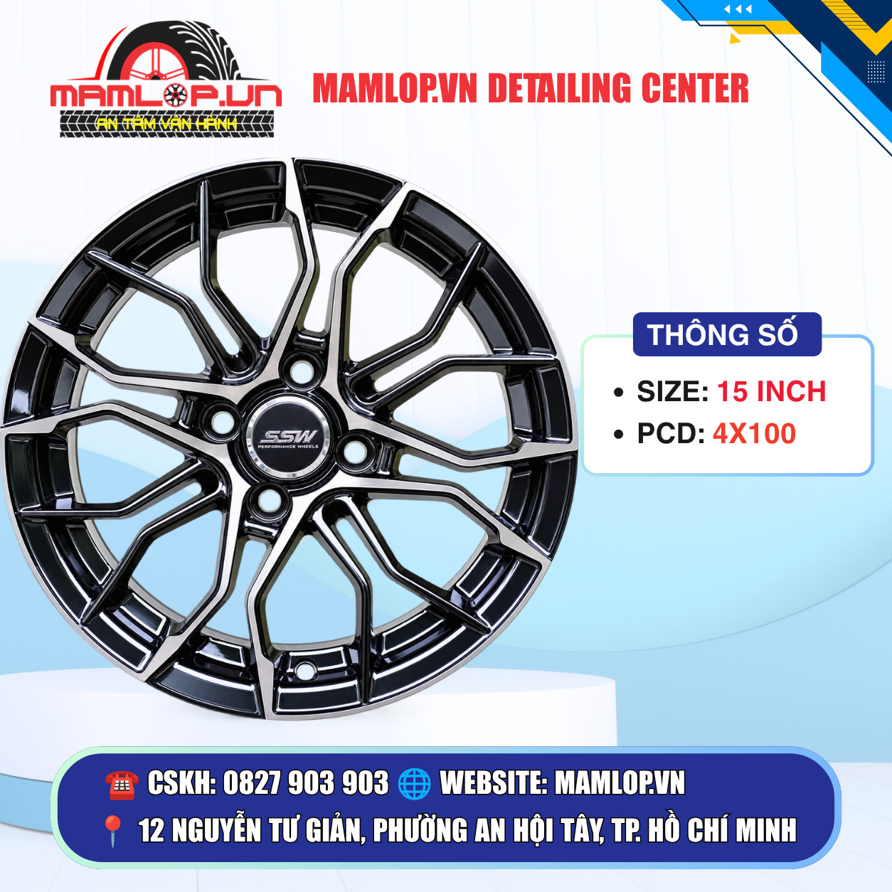 Mâm 15 Inch 4x100 Thiết Kế Thể Thao
