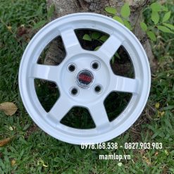 mâm 14 inch 6 cánh rays màu trắng gắn xe vios, mazda 323, aveo