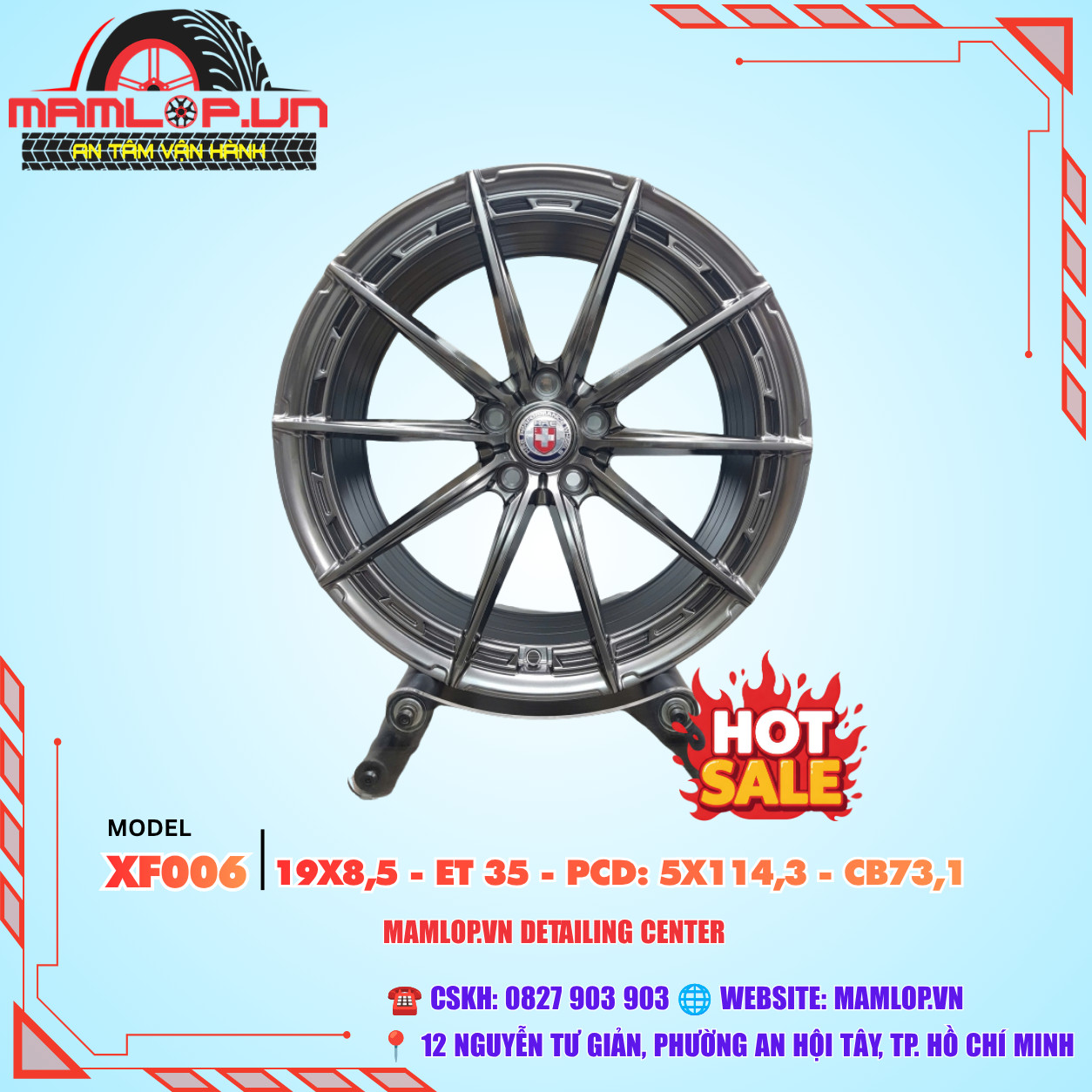 Mâm xe JF Luxury 19 inch - Mazda, Honda, Toyota, Kia, Hyundai