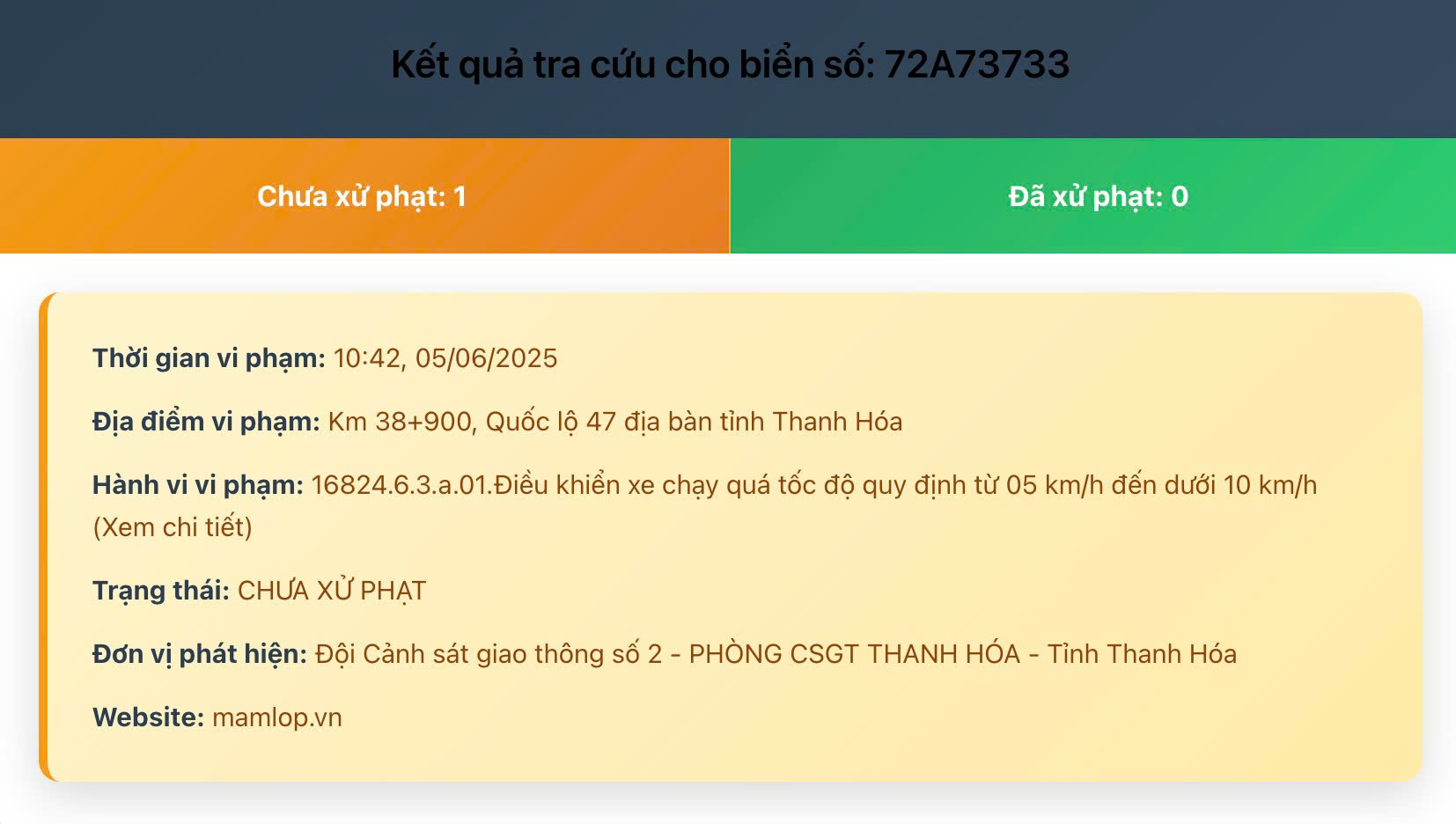 Tra cứu phạt nguội tỉnh thanh hóa xe biển vũng tàu